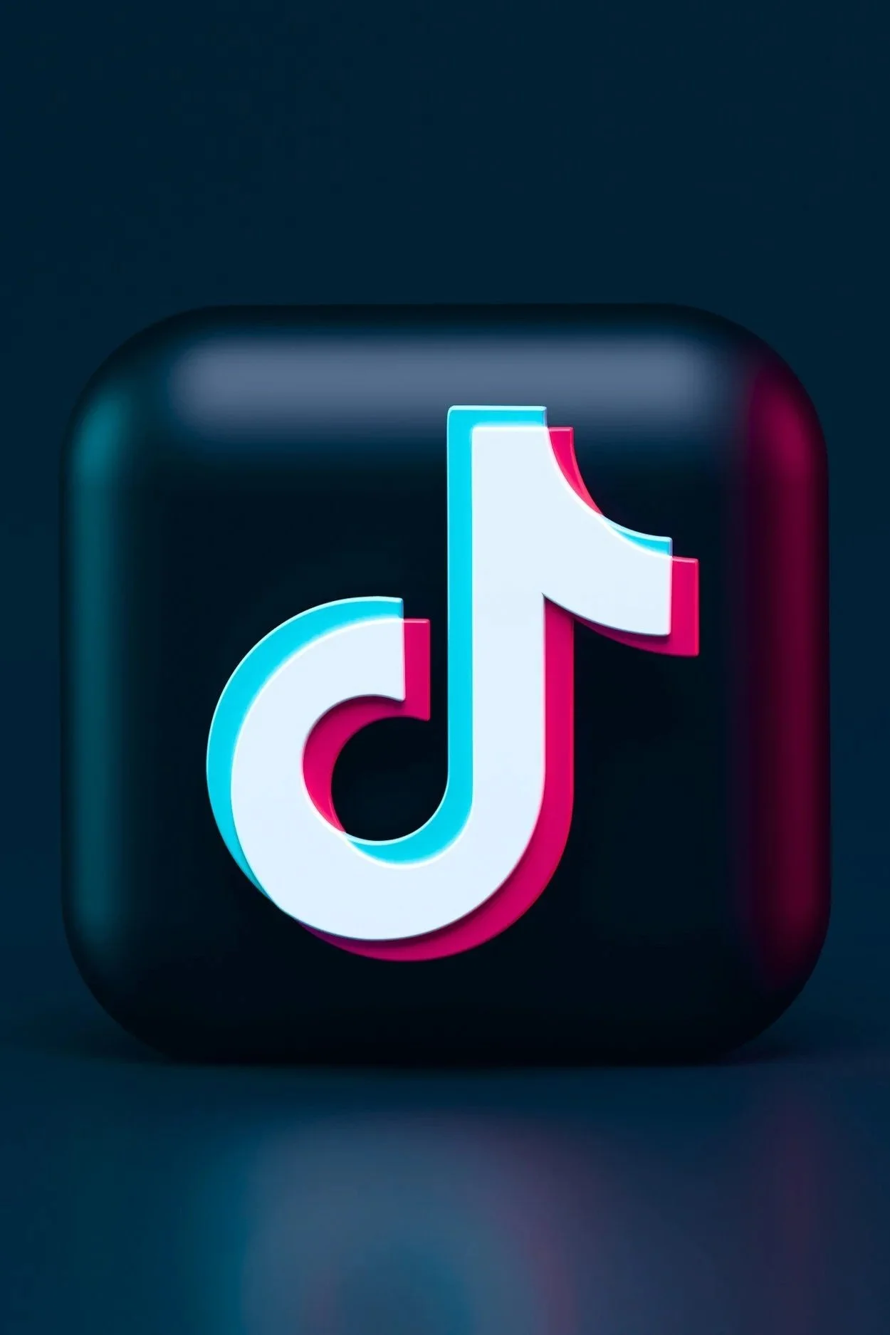 Neon TikTok logo on a black, rounded square background.