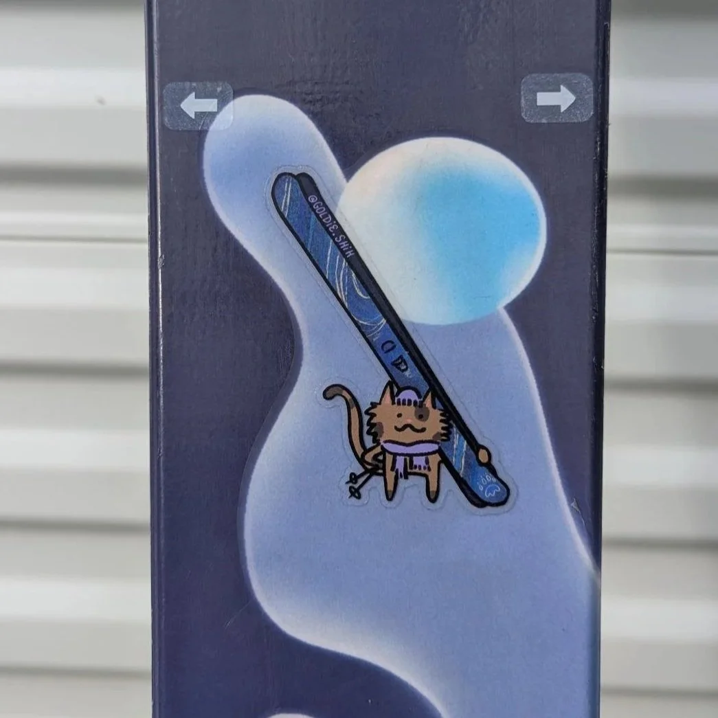 Powder Cat Sticker (with clear border)