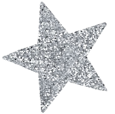 A star-shaped object covered in silver glitter.
