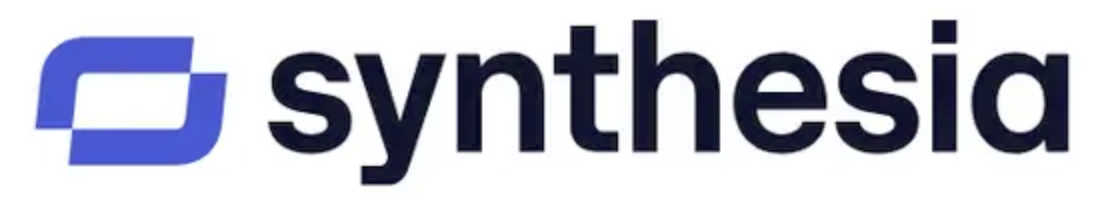 Synthesia logo with blue and white icon and text