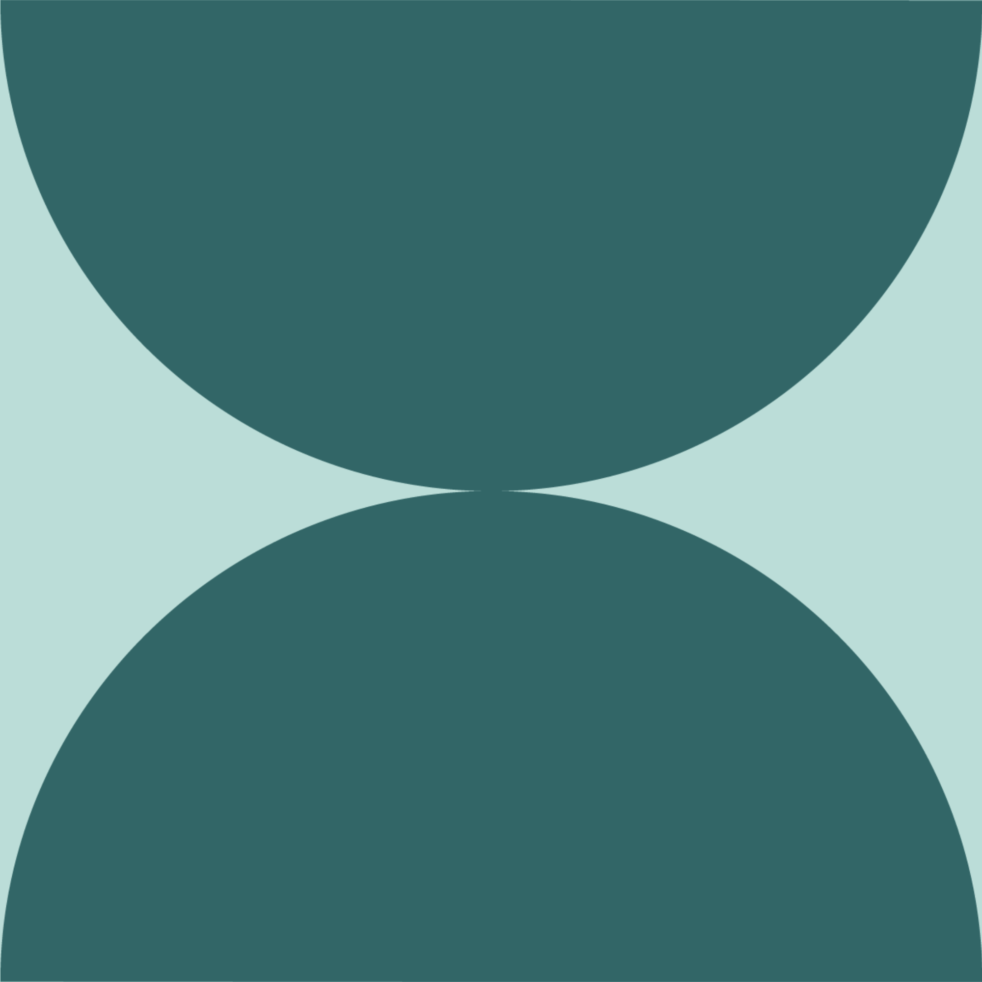 Two dark green circles overlapping on a light green background