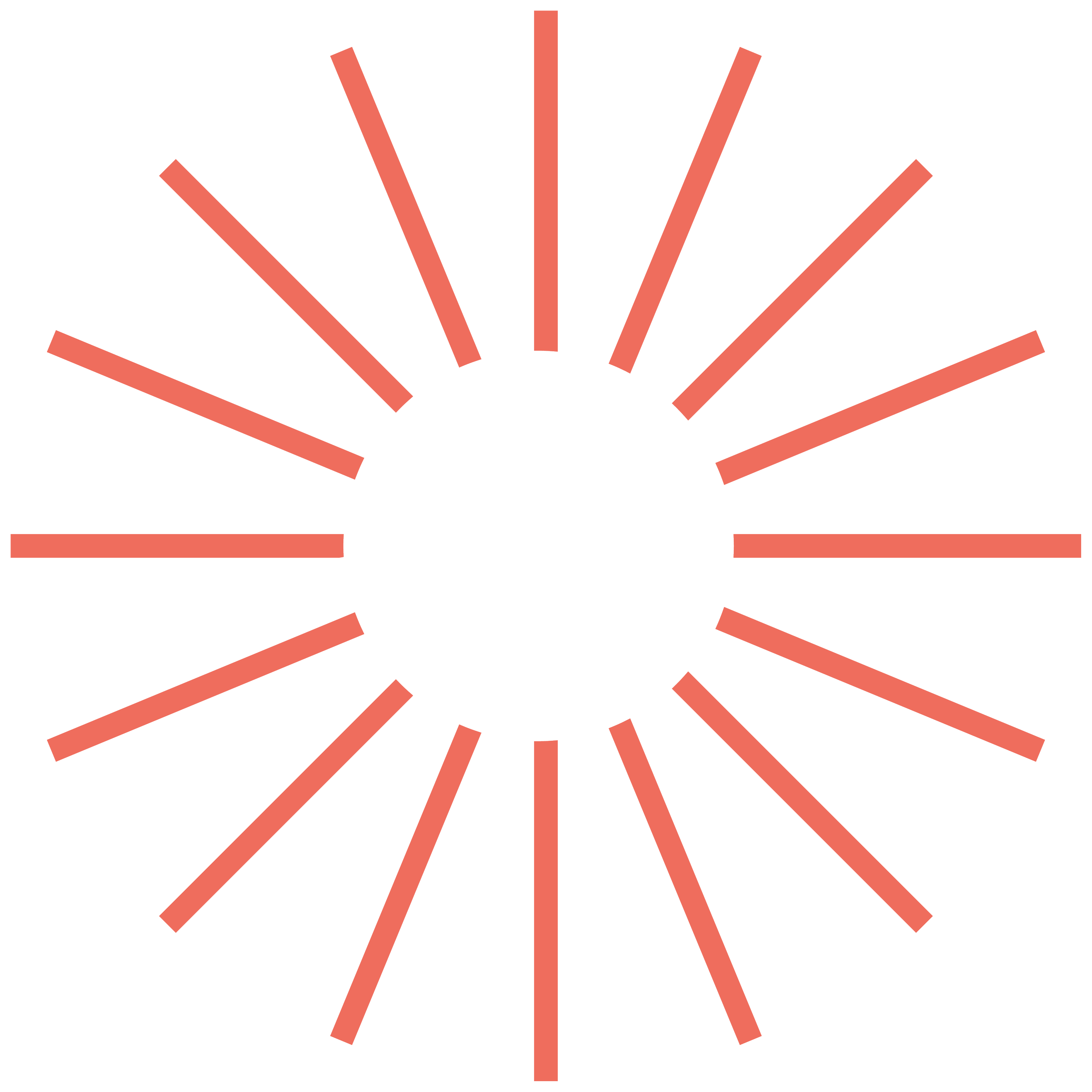 Sunburst graphic with red-orange rays emanating from a black circle in the center.