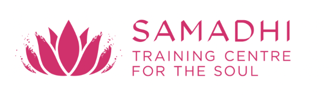 Logo of Samadhi Training Centre for the Soul, featuring a pink lotus flower and pink text.