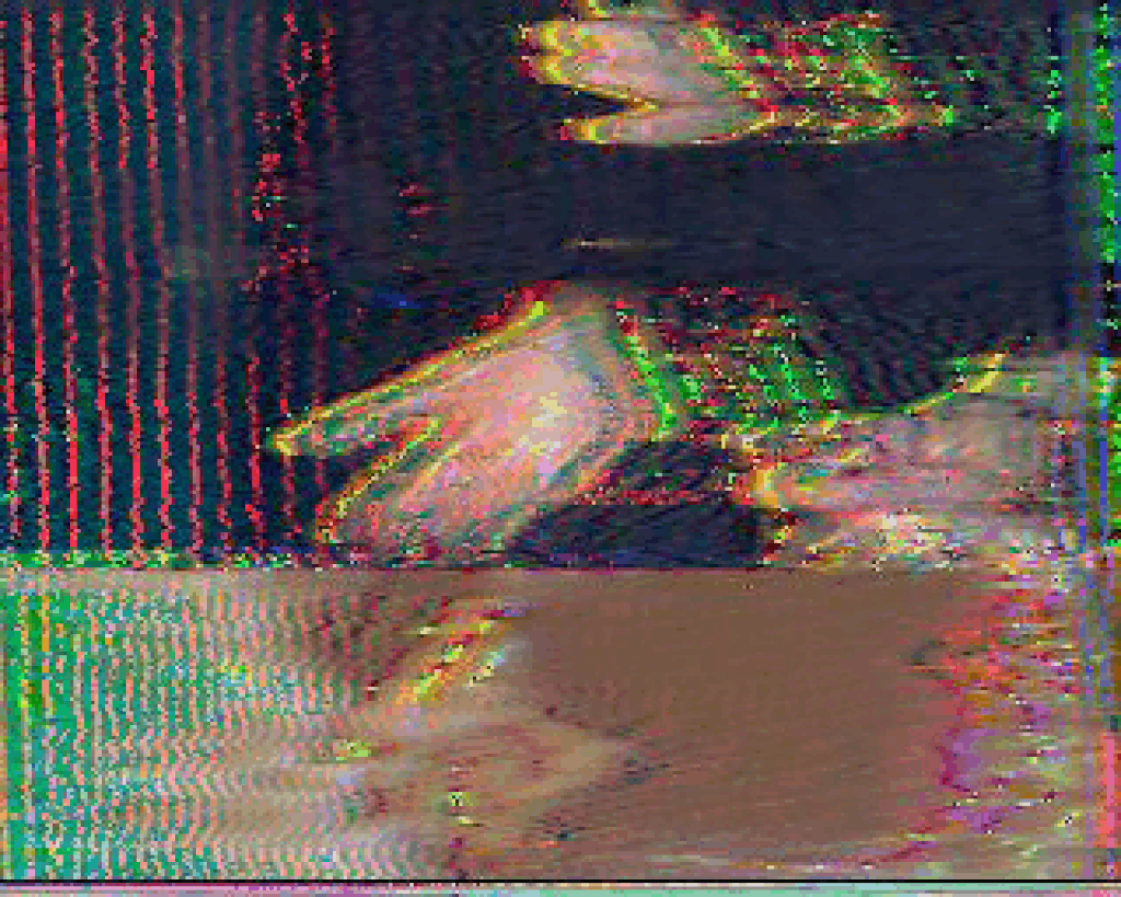   Untitled (Holding Mom and a Cigarette)  2025 Slow-scan television image 