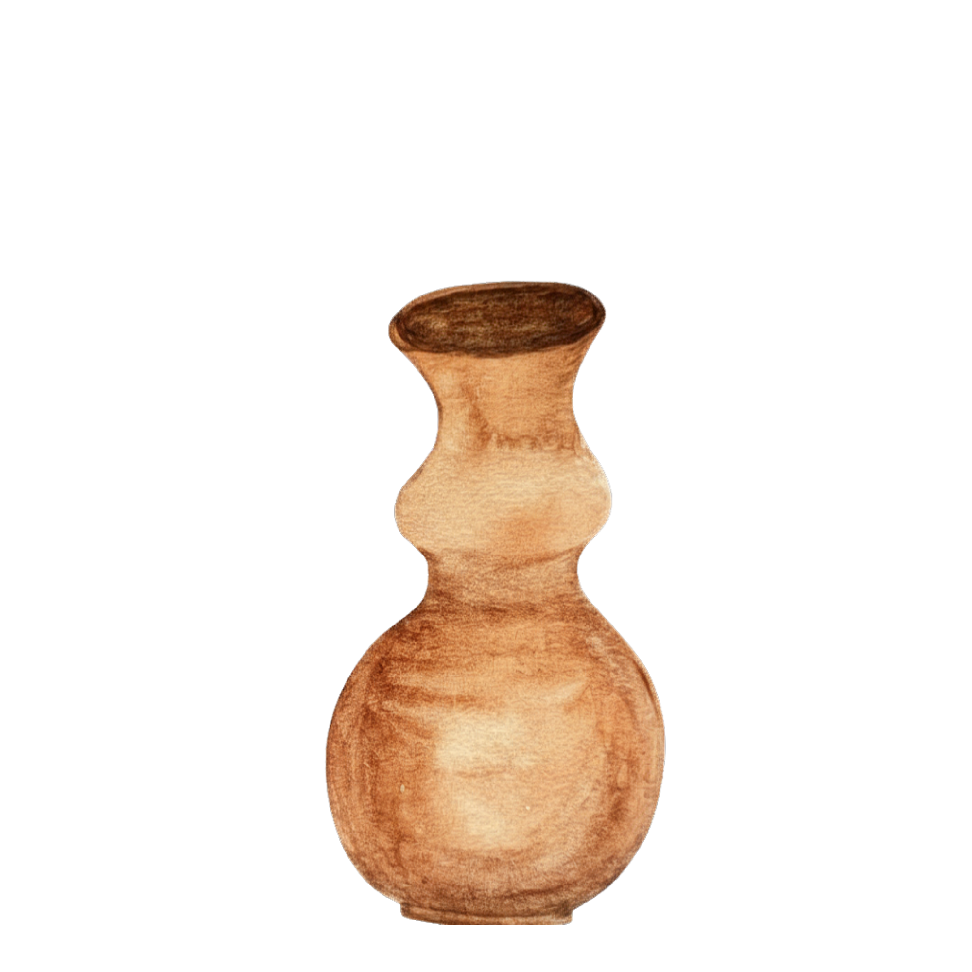 A wooden vessel with a rounded base and a flared, wide opening at the top, crafted from polished wood with visible grain. Vessel as a container for transformation in therapy.