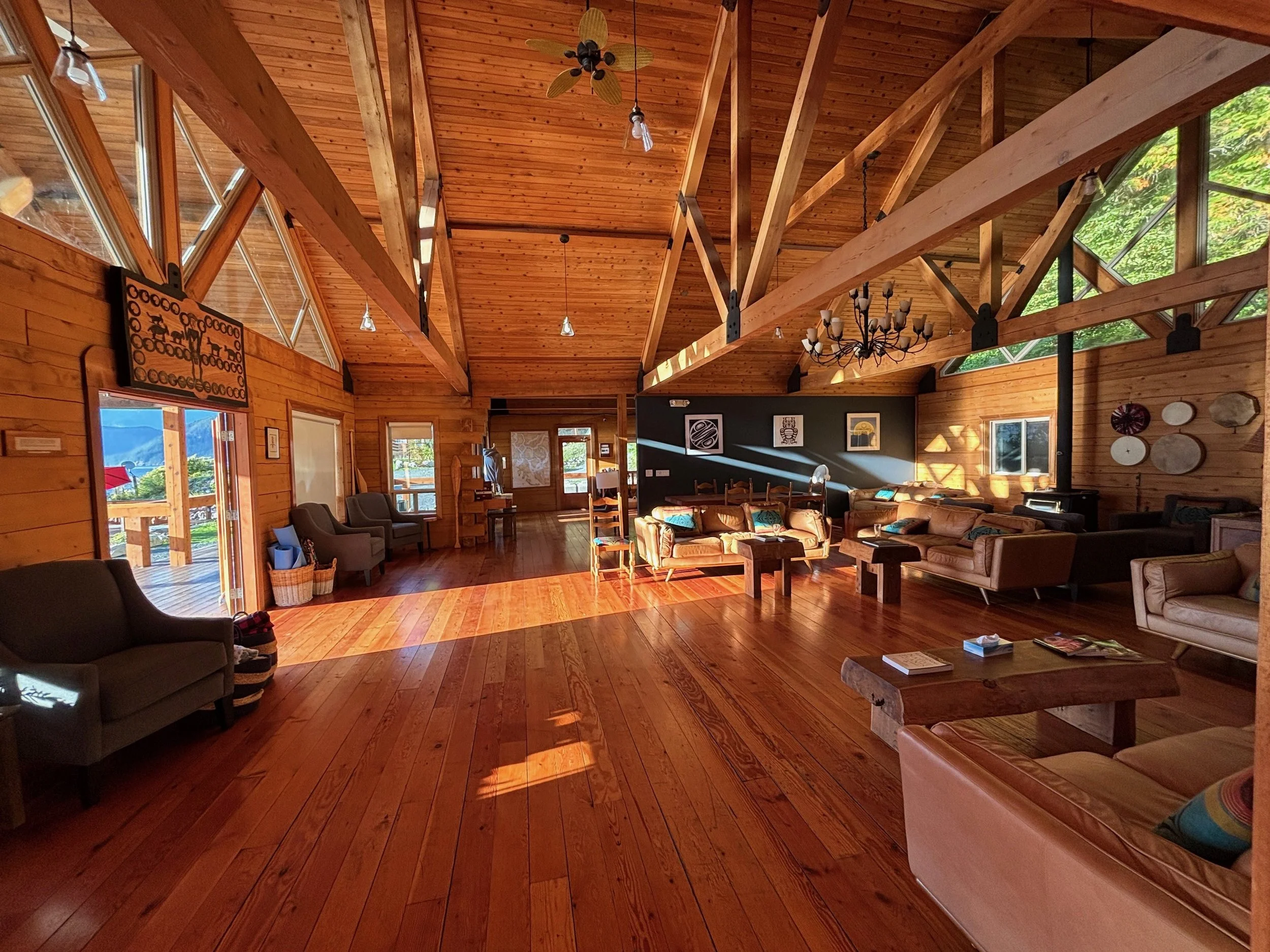 The great room at Klahoose Wilderness Resort.