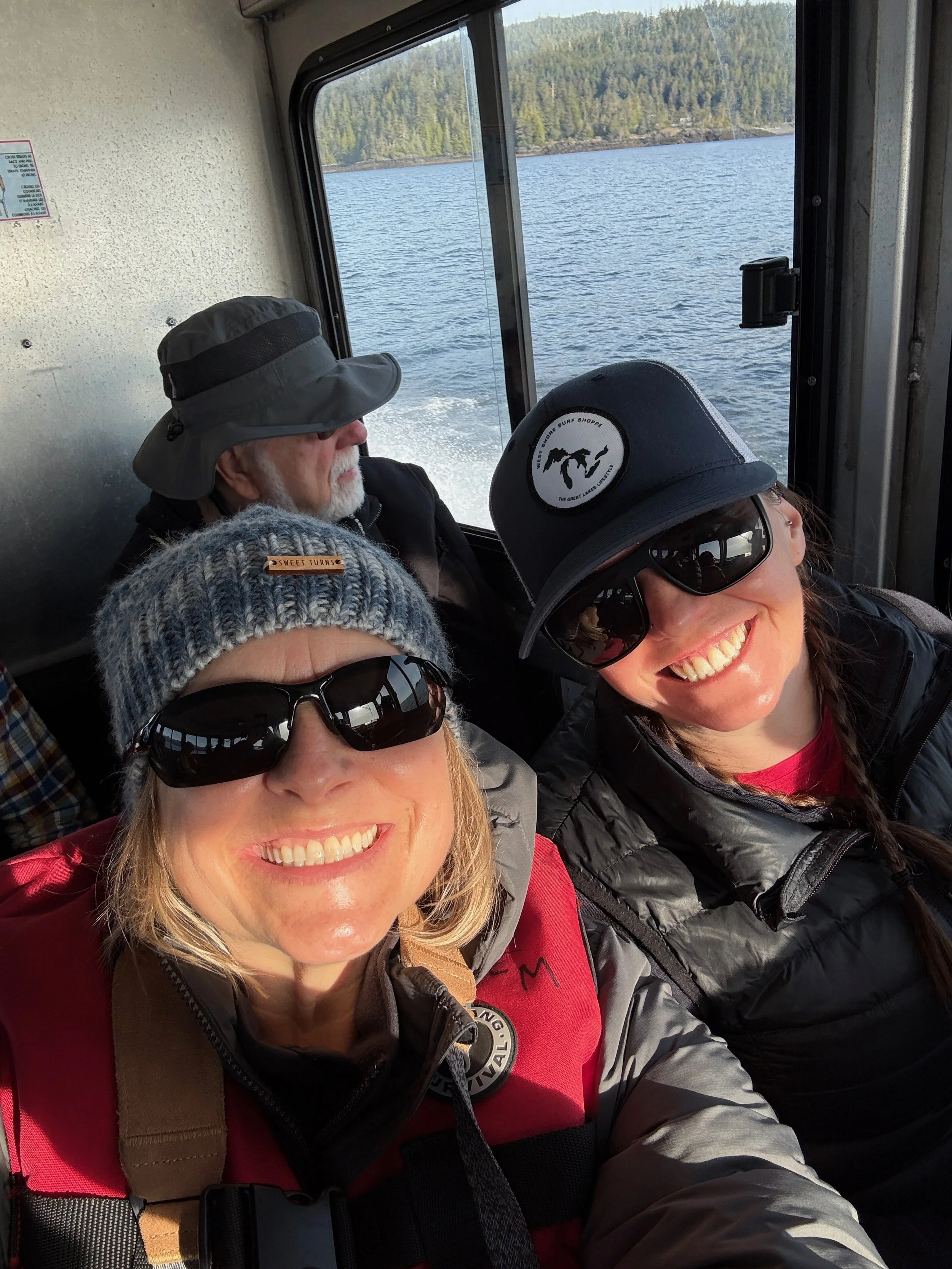 All smiles on the boat with Allie Hunter.