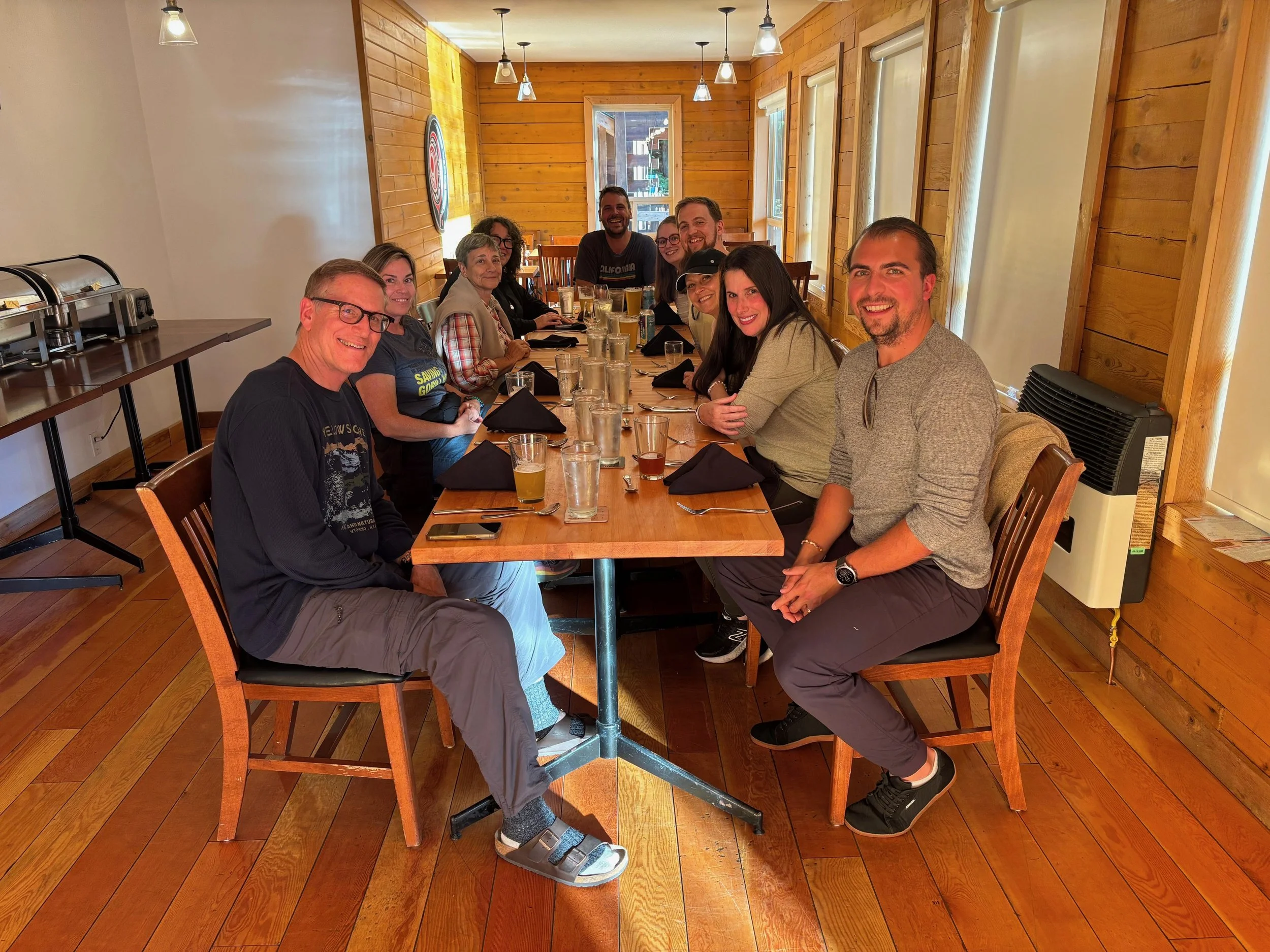 Klahoose tour group eating dinner.