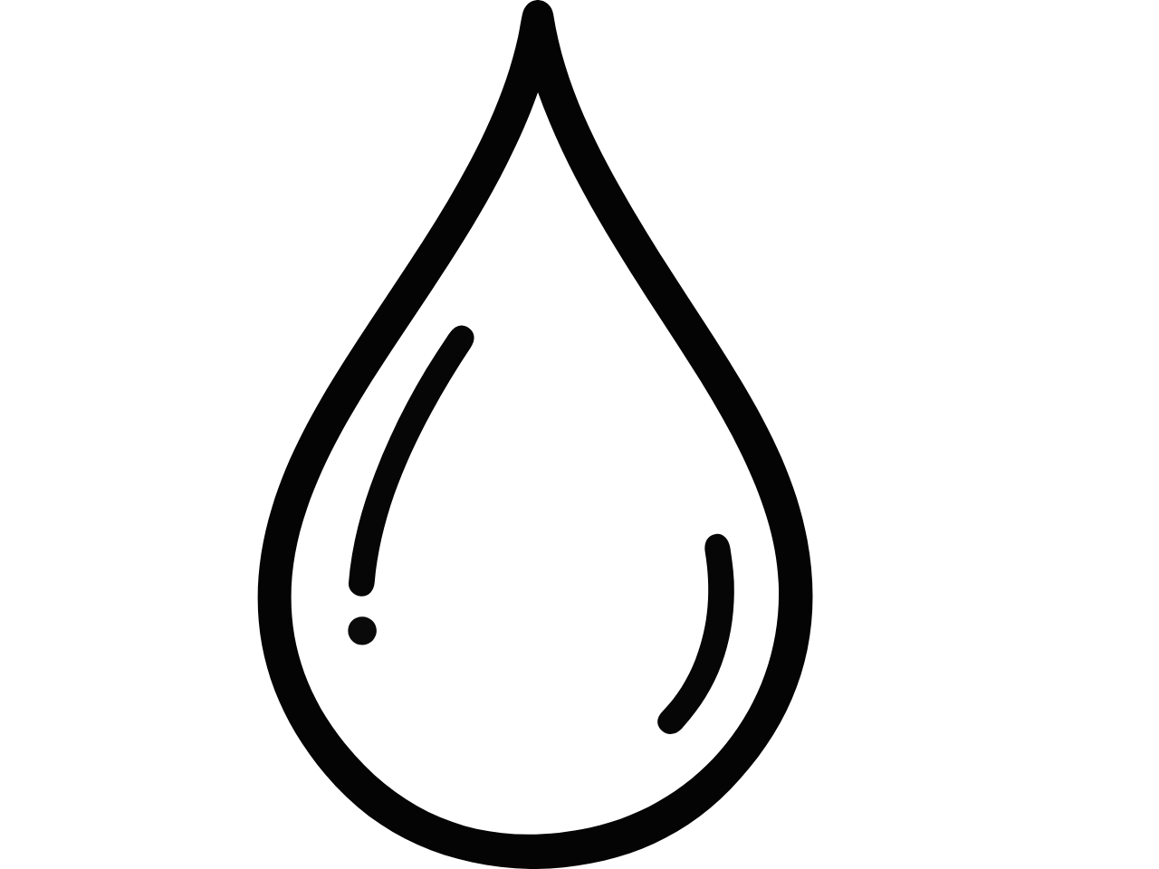 Black outline of a water droplet icon
