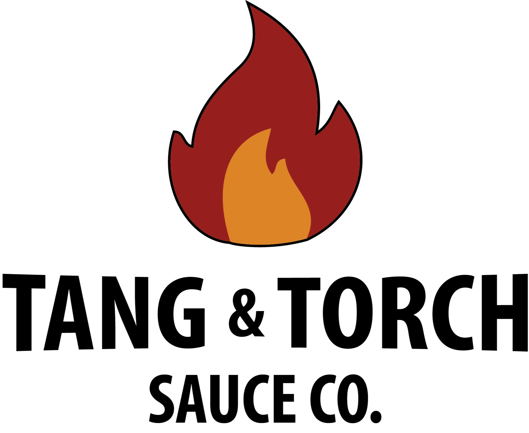 A stylized flame logo with orange and red colors.