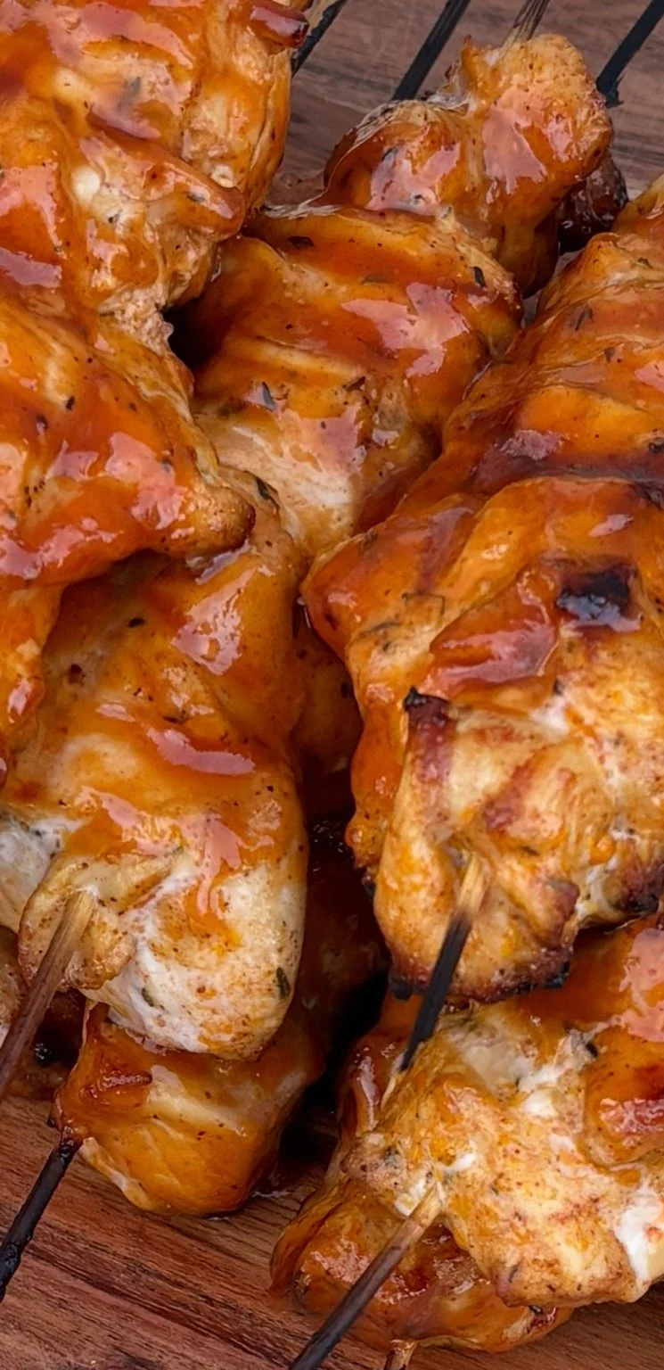 Chicken skewers made with original sauce