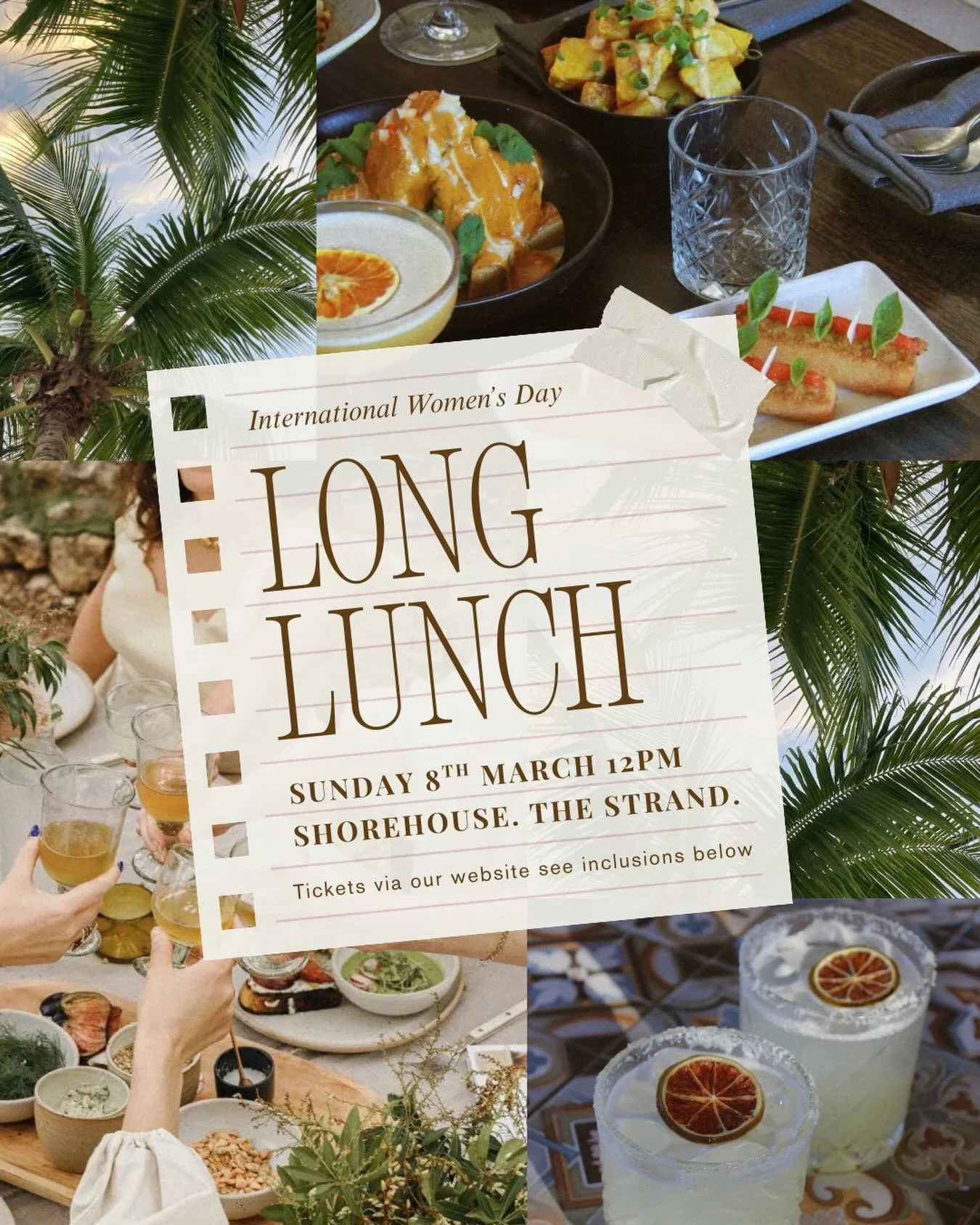 An indulgent Long Lunch to Celebrate the Ambitious Women we are! Connect with everyday inspirational female founders from right here in Townsville and celebrate the amazing community we have created on such a momentous day for women. 

Relax &amp; Un