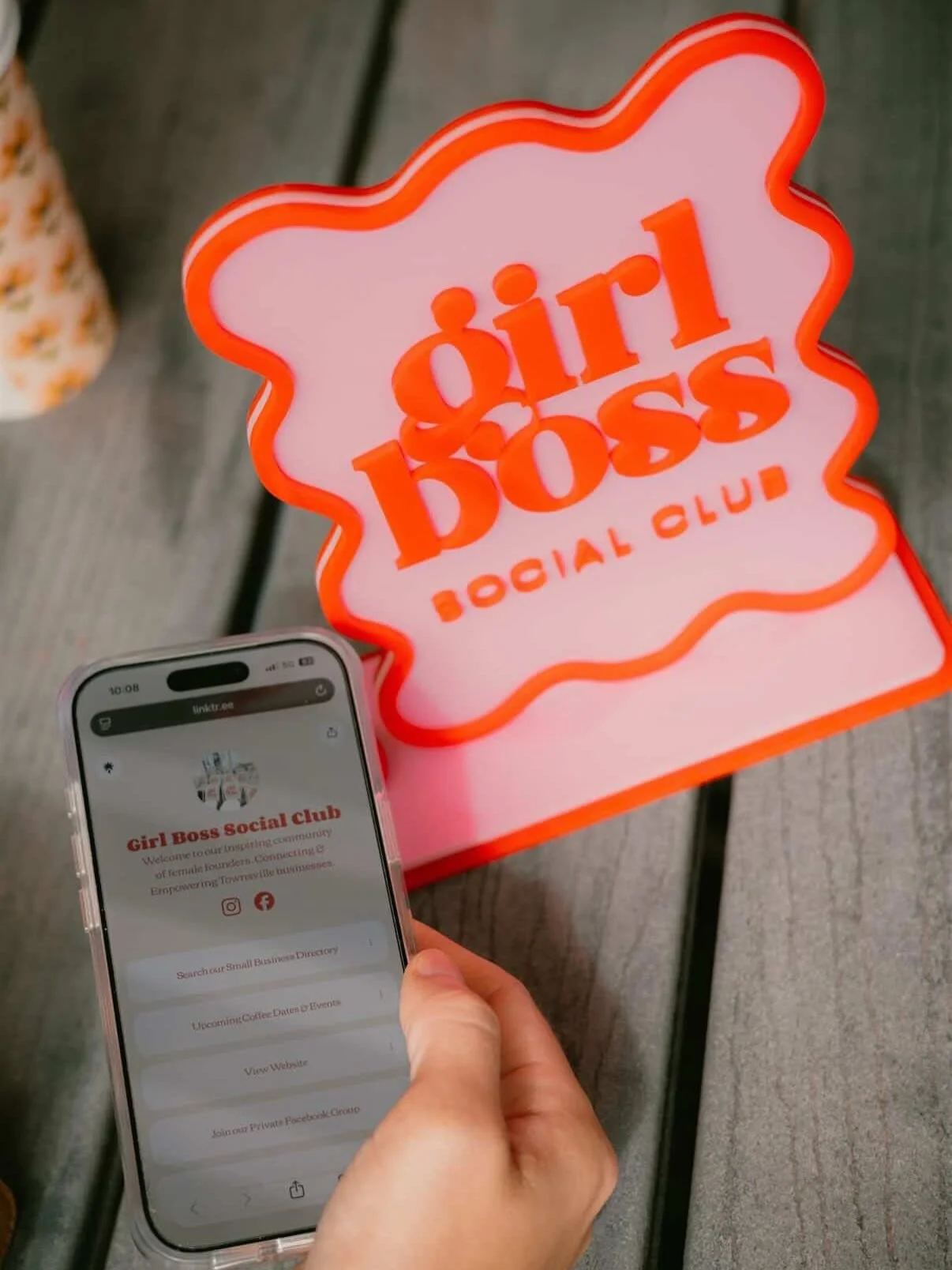 @littleacrylicco created this mini event sign for us to use at our Monthly Coffee Circles. FIRSTLY she is sooo cute &amp; now you can find us more easily! And secondly it links straight to our directory and events so you can browse and book right the