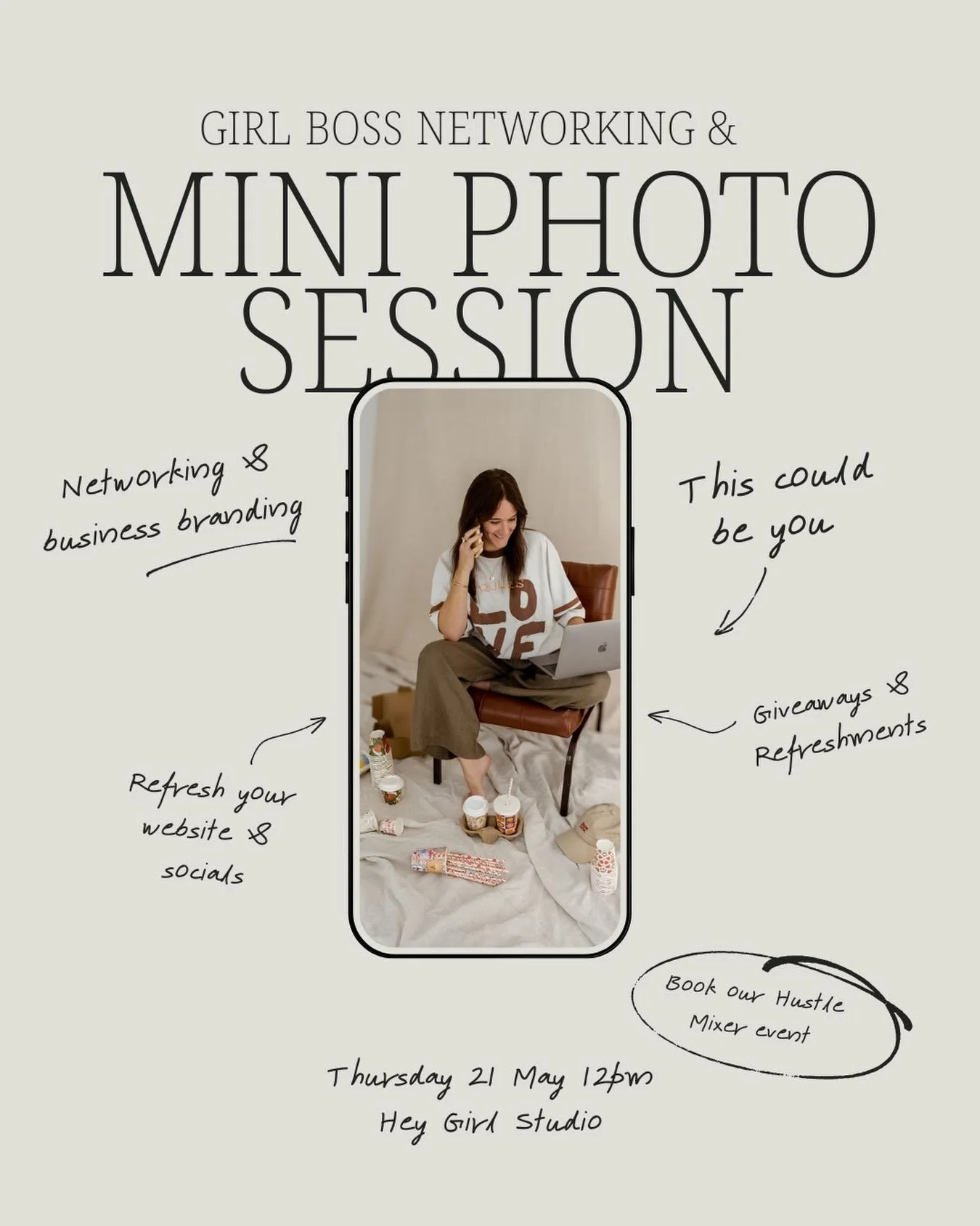 Book your tickets to our next Event! 
@kalleereeannphotography will be creating magic for your business. You&rsquo;ll receive 5-10 headshots to refresh your socials &amp; website along with an afternoon of Girl Boss networking, refreshments &amp; giv