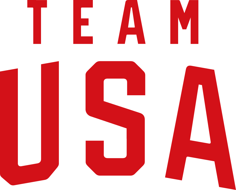 Red letters spelling 'TEAM USA' on a black background.