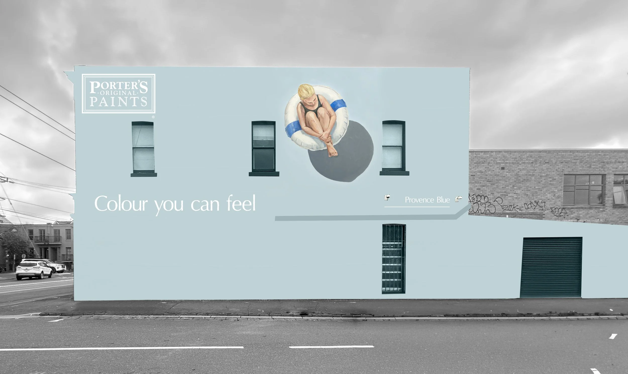 Porter's Paints store wall mural mockup