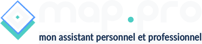 Logo de map.pro avec le slogan "mon assistant personnel et professionnel"