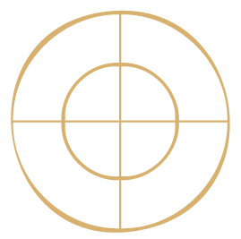 Leerer goldener Zielscheiben-Ring auf schwarzem Hintergrund.