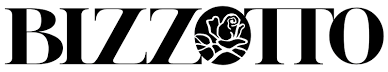 Bizzotto logo with stylized rose inside a circle.