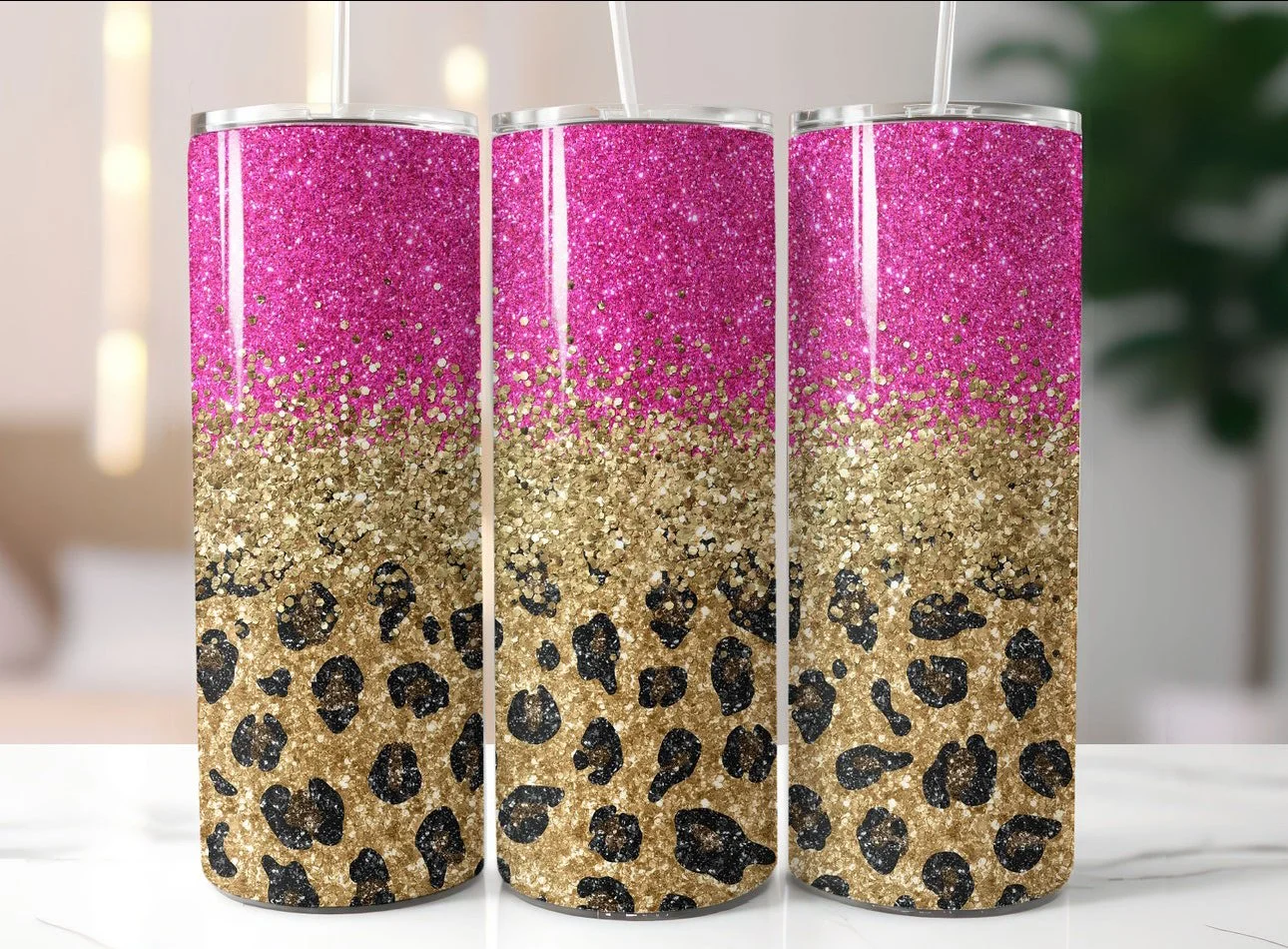 Pink Cheetah 20 oz tumbler