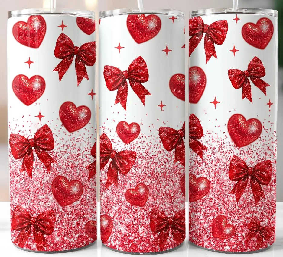 Red bow & Heart- Tumbler