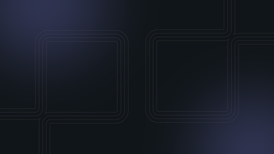Dark background with subtle overlapping square outlines and a gradient effect.