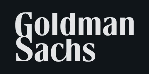 Goldman Sachs logo in white text on black background.