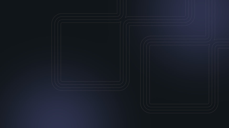 Dark background with subtle overlapping square outlines and a gradient effect.