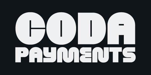 Logo with the words "CODA PAYMENTS" in bold white letters on a black background.