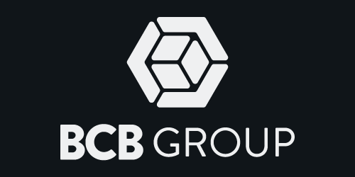 BCB Group logo with geometric hexagon icon above the text.