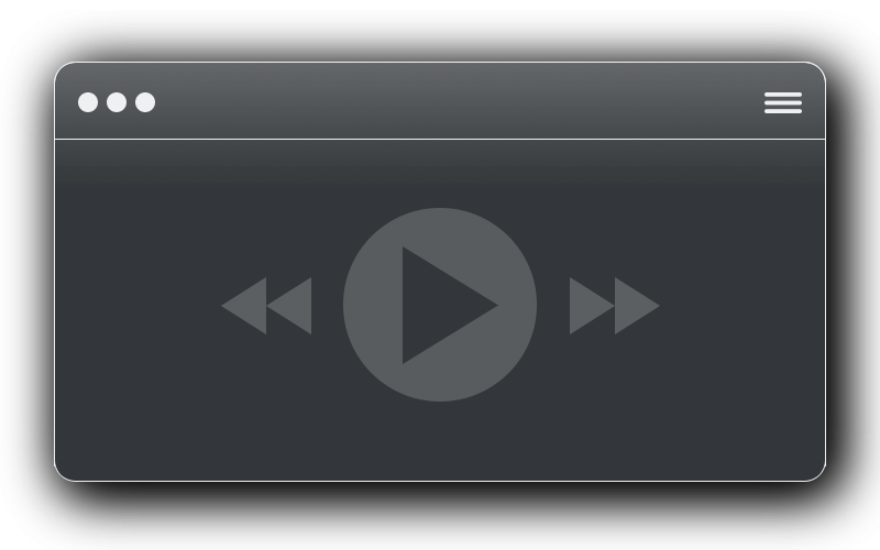 Screenshot of a media player interface with play, rewind, and fast forward controls.