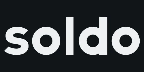 The word 'soldo' written in white lowercase letters on a black background.