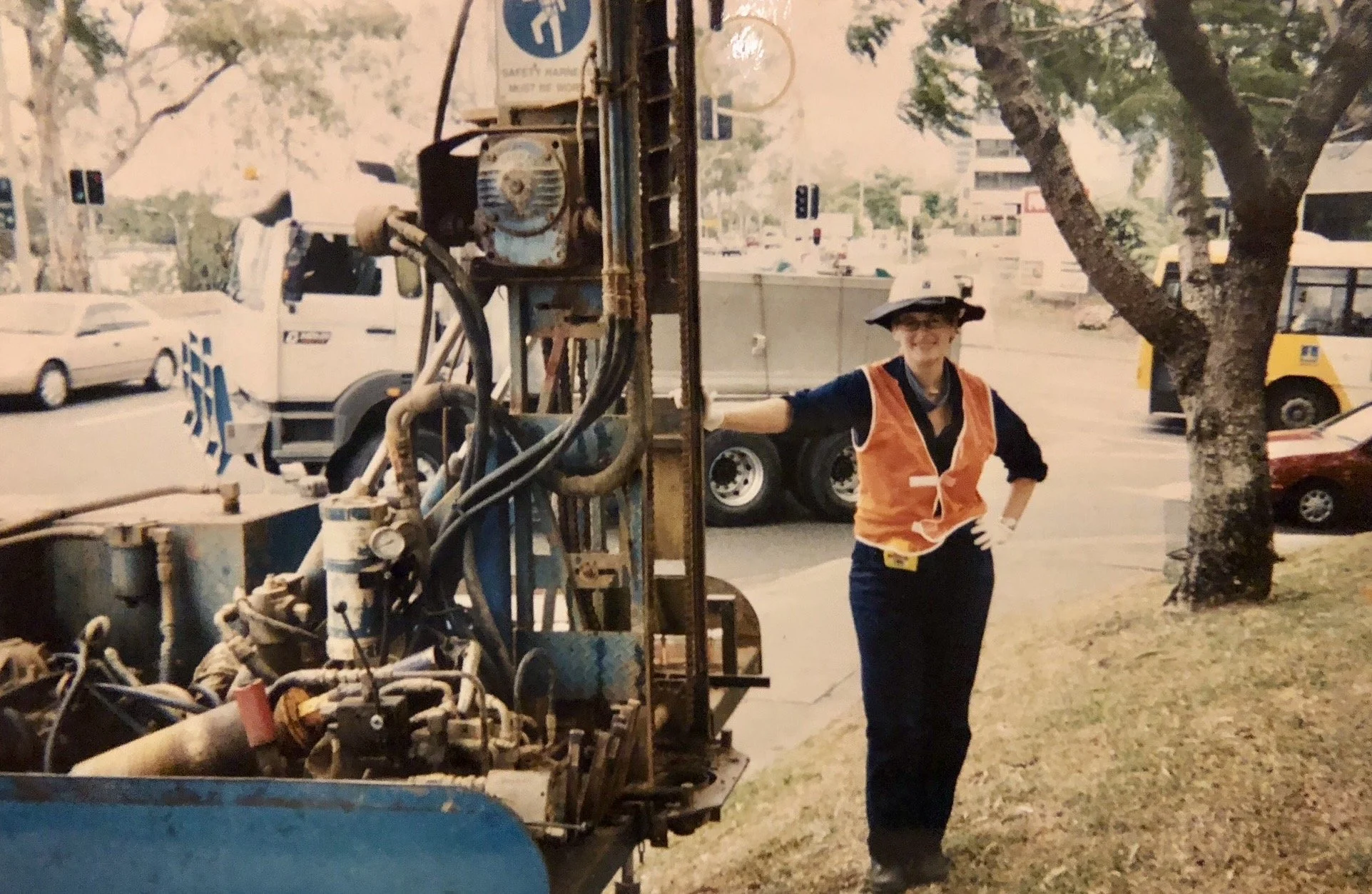 Samantha Meehan at a drill rig in Brisbane, Queensland, Australia.