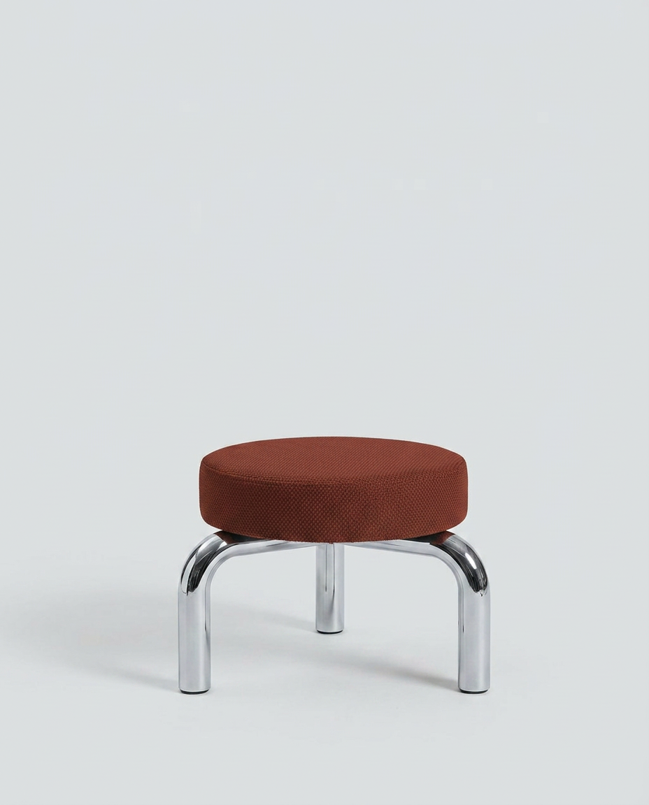Firefly_Change the pouf to rust red hex color code #6a3126. Chrome legs. Dont change anything 146870.png
