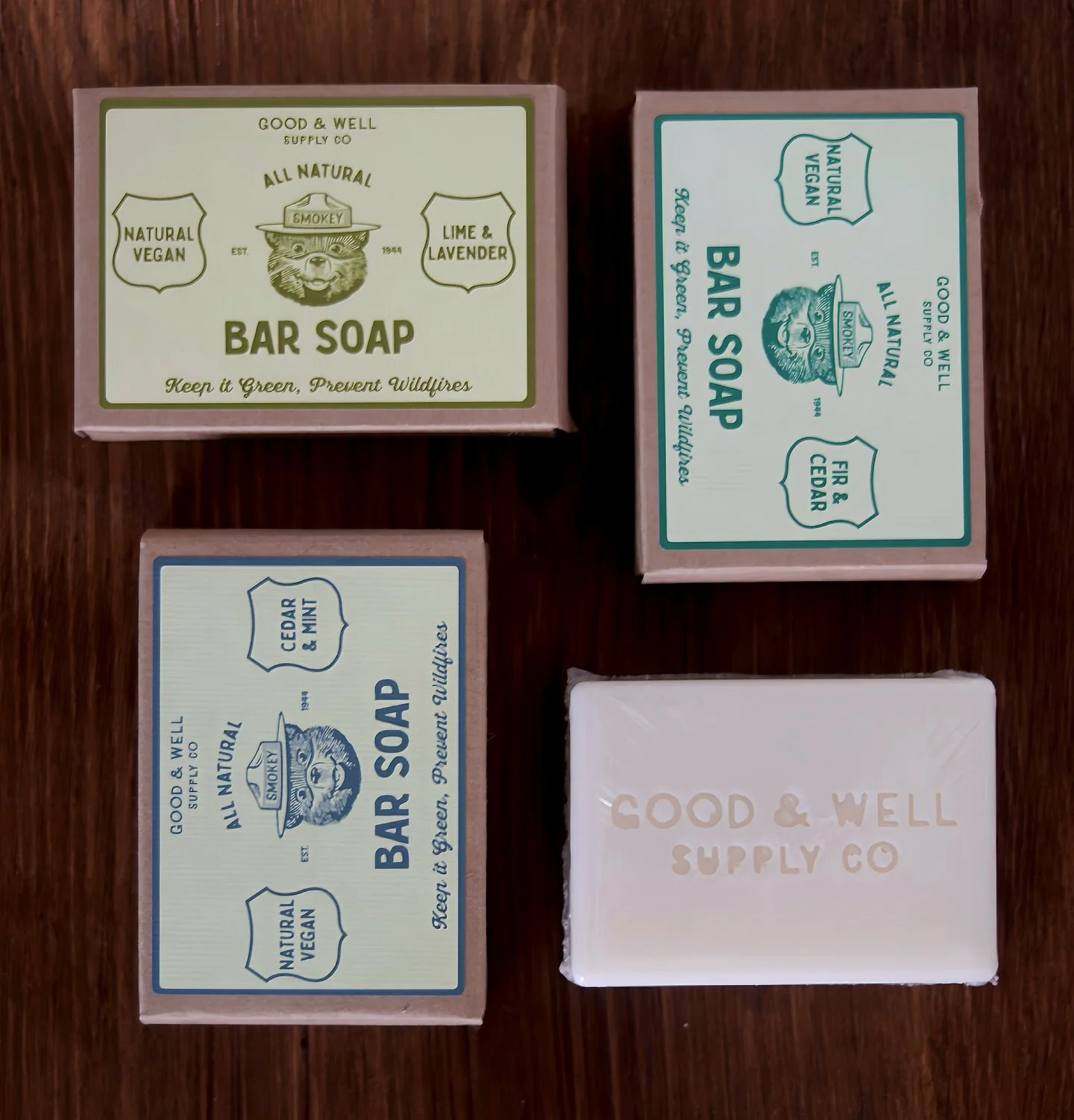 Smokey Bear Soap Bars - A Soothing, Moisturising, Gentle Soap For Everyday Use.

In Scents Cedar &amp; Mint, Lime &amp; Lavender and Fir &amp; Cedar available on the website 🐻

#home #homestyle #natural #naturalsoap
#outdoors