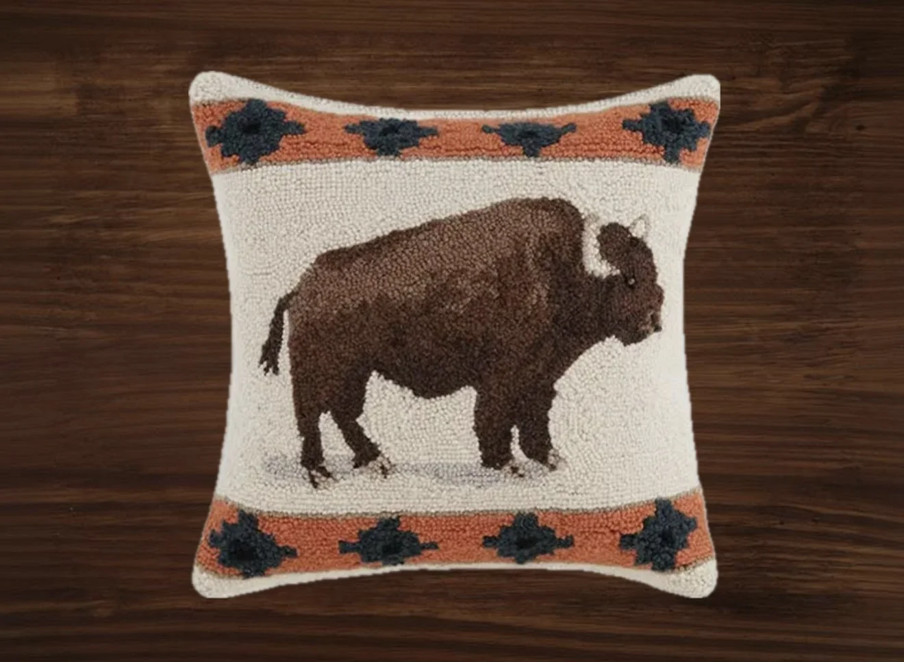 Roaming Buffalo Wool Accent Pillow