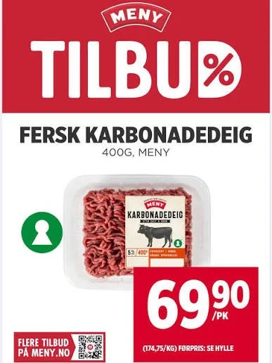 Fersk Karbonadedeig 69,90 / PK