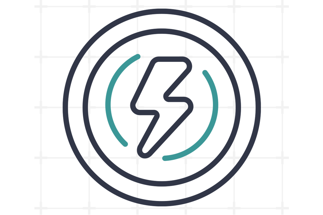 icon eines blitzes in einem kreis, der elektrizität darstellen soll