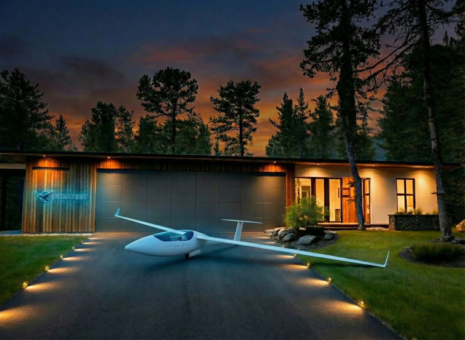 ki generiertes foto des zukünftigen fliegerass headquarter auf dem flugplatz borkenberge