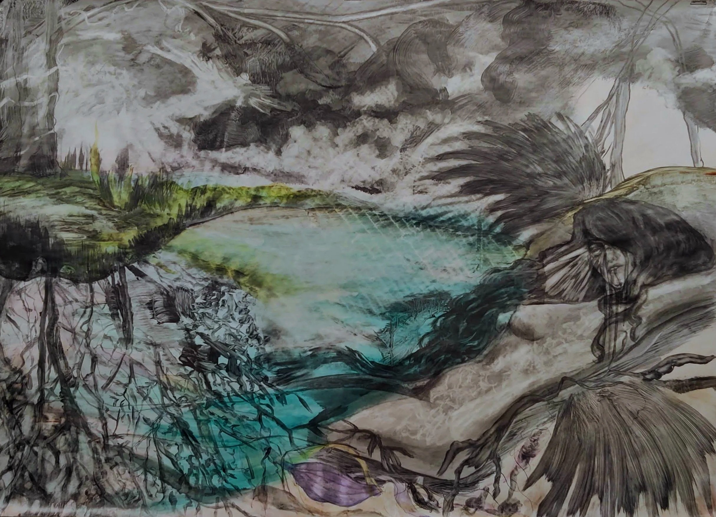 Houlippe (2026) //

Graphite, watercolor inks, Clairefontaine paper

100 x 140 cm