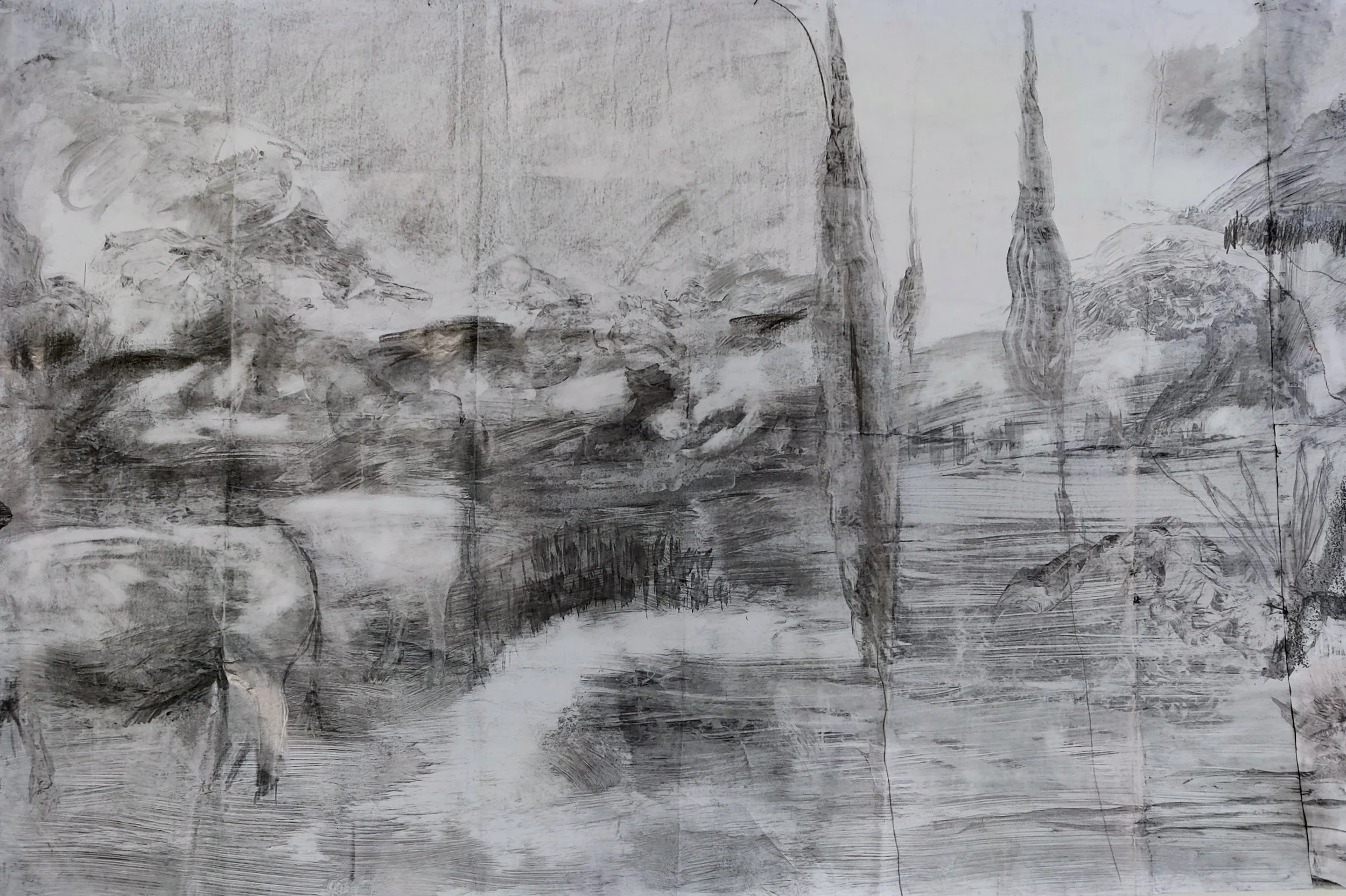 The Scroll (Detail 1) / 

Originally a series of individual drawings created over the course of a year, The Scroll  was created via the meticulous joining of the drawings to one another, resulting in one single work. 
