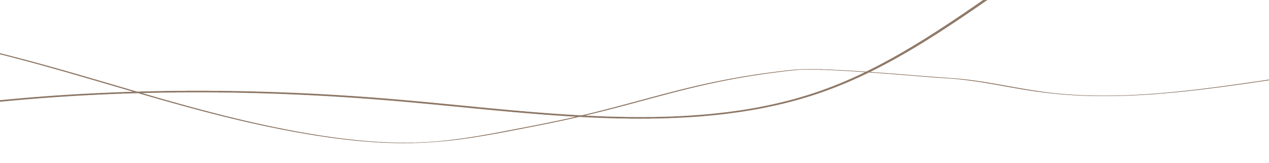 Deux lignes fluides marrons s'entrelacent en plusieurs points sur une courbe horizontale.