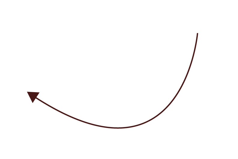 Une flèche en légère courbe pointe vers la gauche