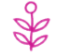A stylized purple plant or leaf symbol.