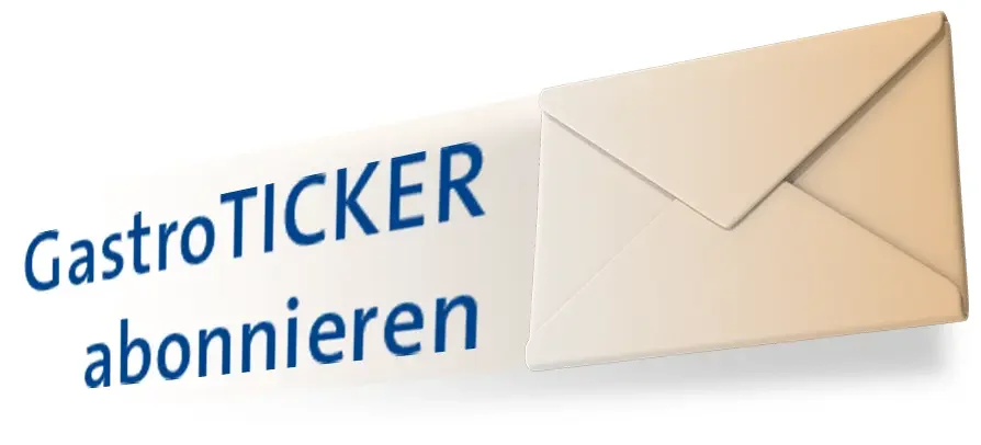 Grafik mit Text und einem Umschlag, der zum Abonnieren des GastroTICKER-Newsletters auffordert.