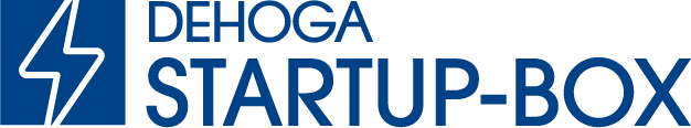 Logo der Dehoga Startup-Box mit blauer Farbgestaltung und Blitzsymbol.