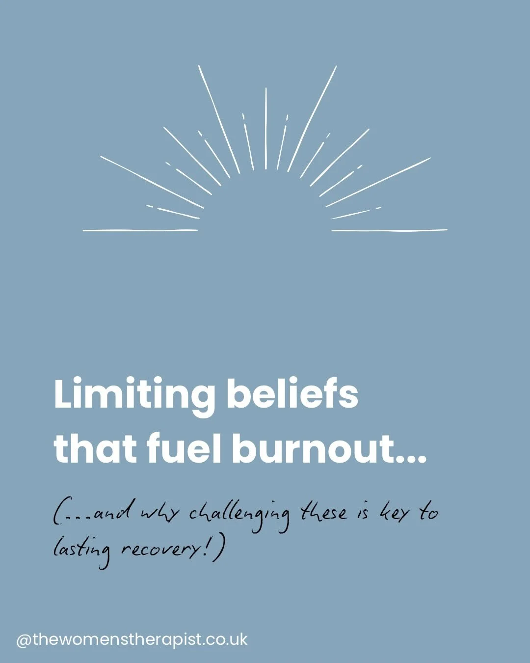 What limiting beliefs are fuelling your burn out? 

That rest has to earnt&hellip;or is even a waste of time? 

That you mustn&rsquo;t make mistakes or ask for help? That you need to push through? 

That you need to do everything, otherwise it won&rs