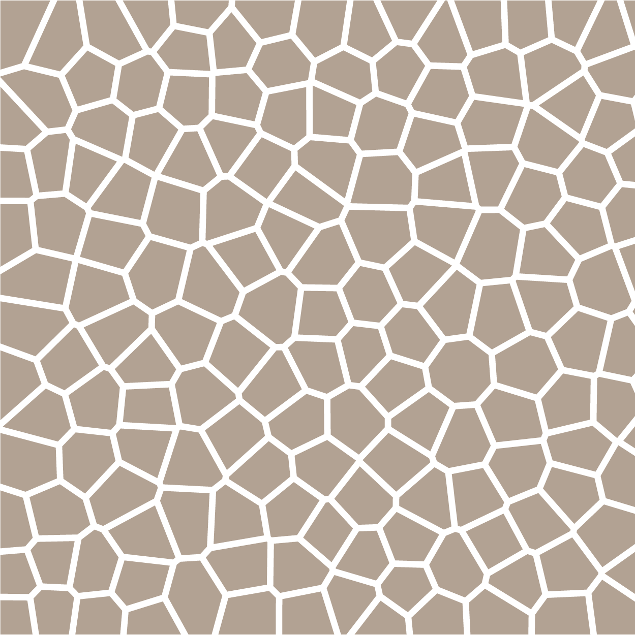 Un motif géométrique de tessellation hexagonale, avec des lignes noires délimitant des formes polygonales de couleur beige clair.