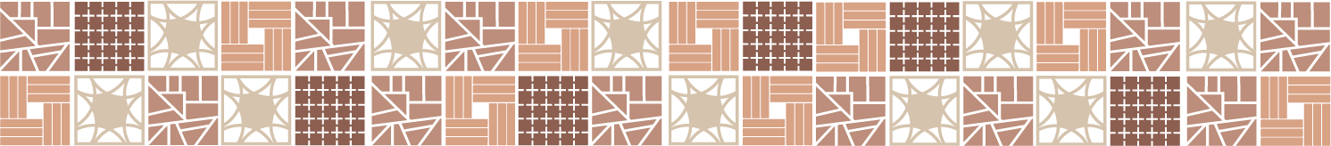 Motifs géométriques de couleurs marron, beige et noir dans un motif répétitif.