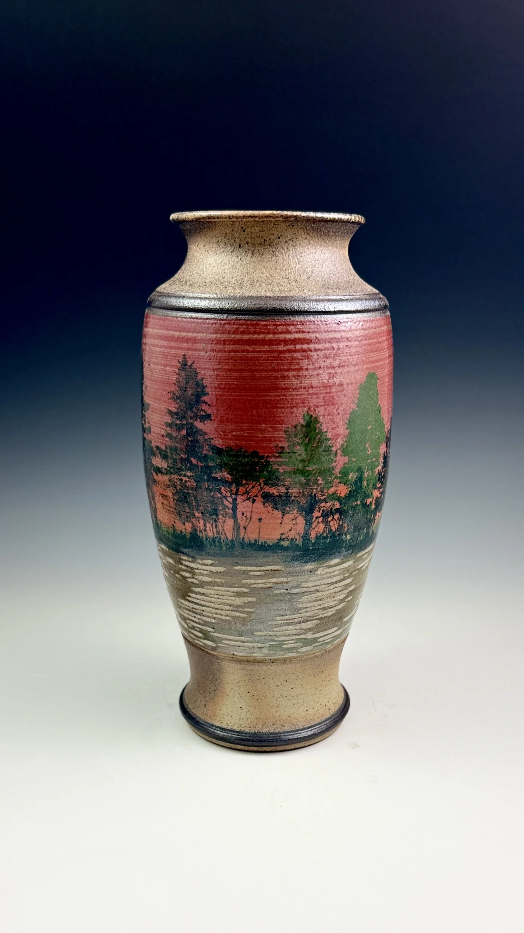 Wood-Fired Vase — Red Ember Treeline